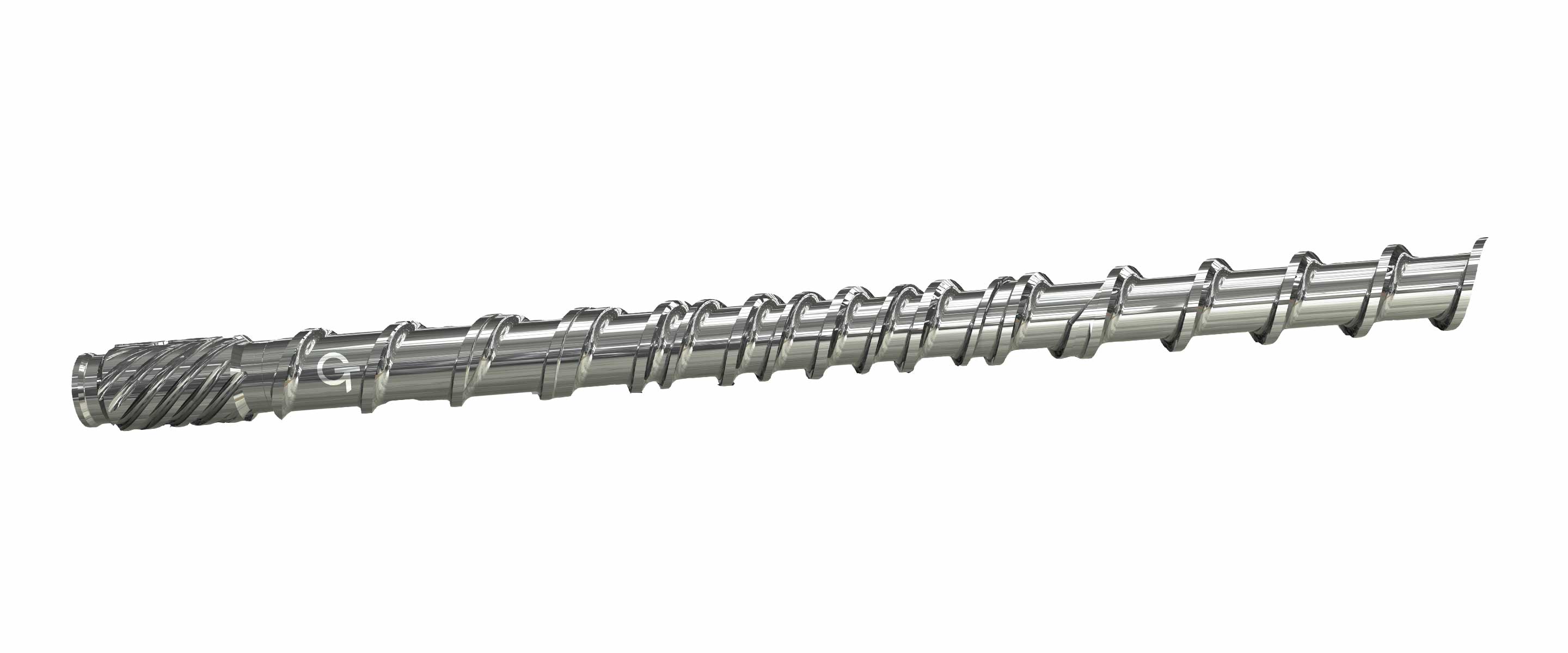 The barrier screw, combined with a mixing spiral element, ho- mogenises and blends the molten material with a performance increase up to 25 %.